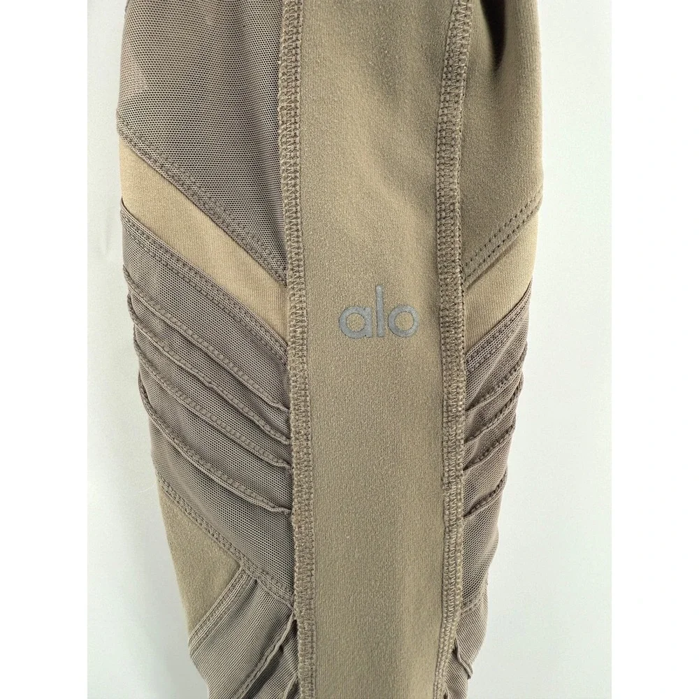 ALO Yoga High Waist Ultimate‎ Legging Gravel Sheer Mesh Inset Ruched Detail XXS